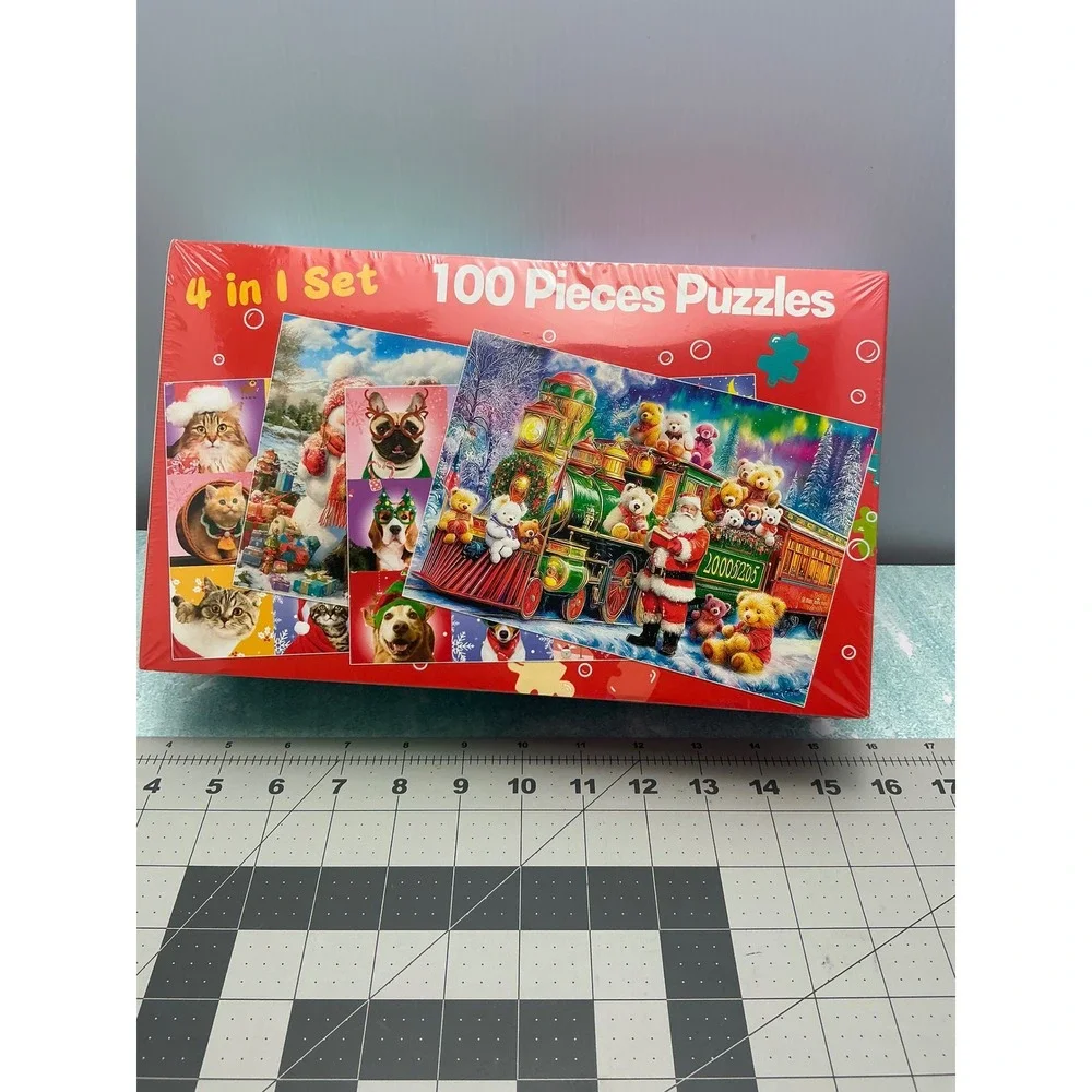 4 in 1 Set 100 Piece Christmas Puzzles for Kids Ages 4-6‎ Holiday Fun 4 Pack